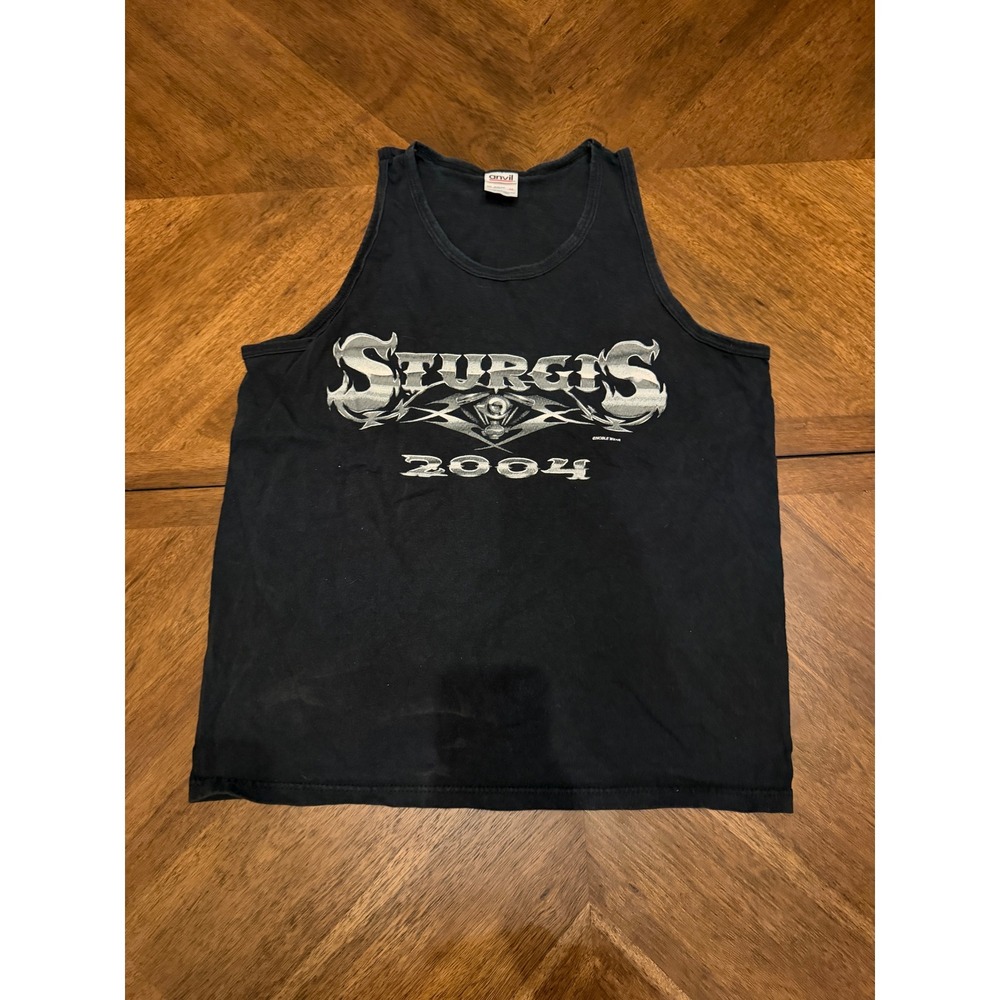 Vintage 2004 Sturgis Motorcycle Rally Tank Top Anvil Black Graphic Biker Mens M